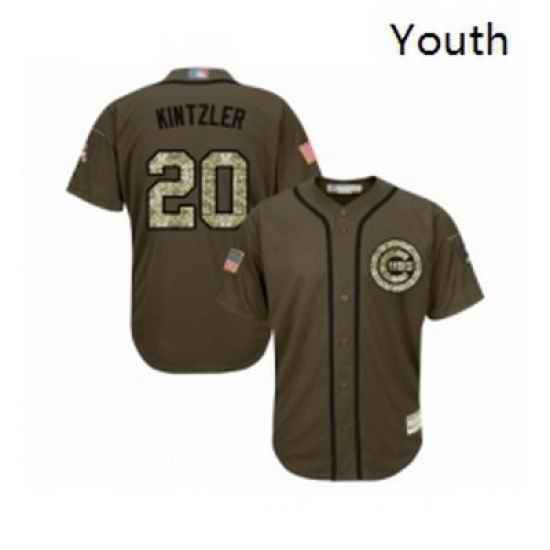 Youth Chicago Cubs 20 Brandon Kintzler Authentic Green Salute to Service Baseball Jersey